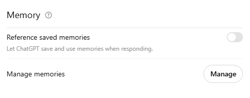 Switch off memory